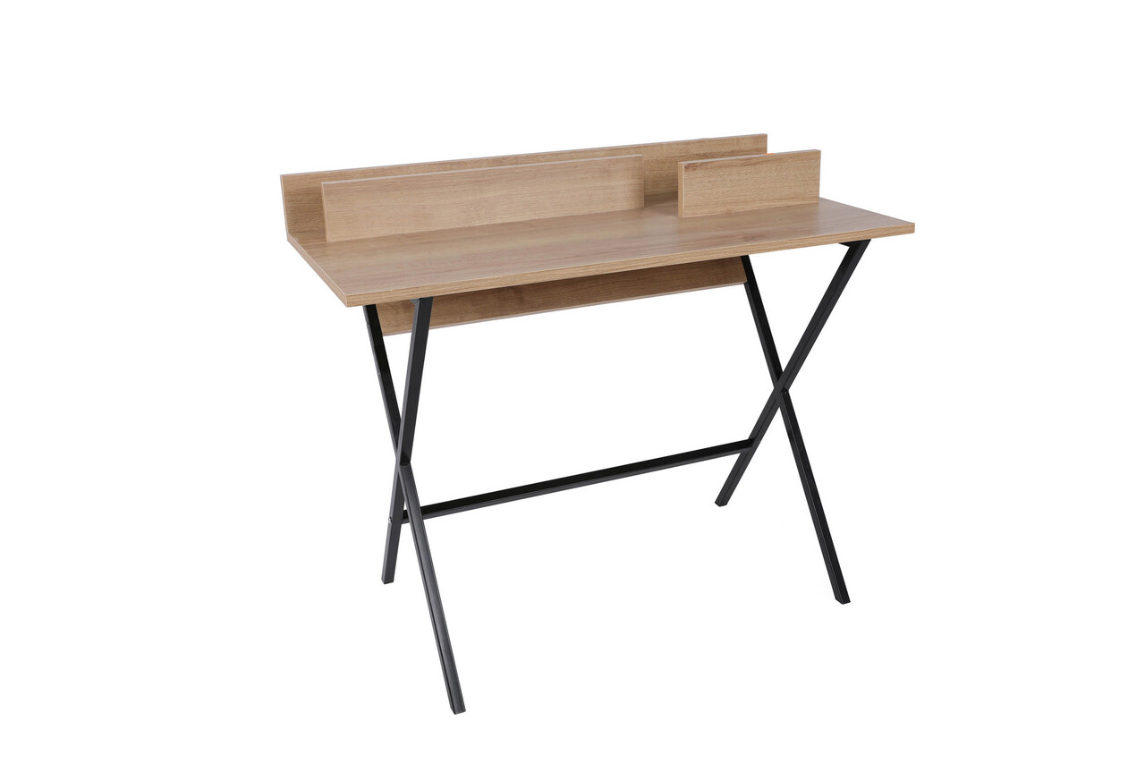 Birou, Hanah Home, Panama, 100x50x89 cm, Stejar / Negru - imagine 4
